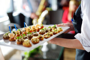 A selection of food served from a slat