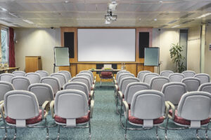 Meeting room with chairs and a projector